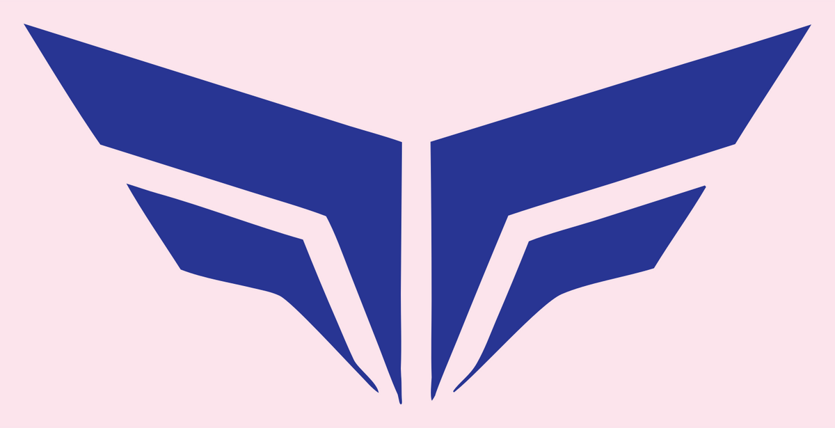 Split Chevron Whale Tail Flight Crest #fce4ec/#283593