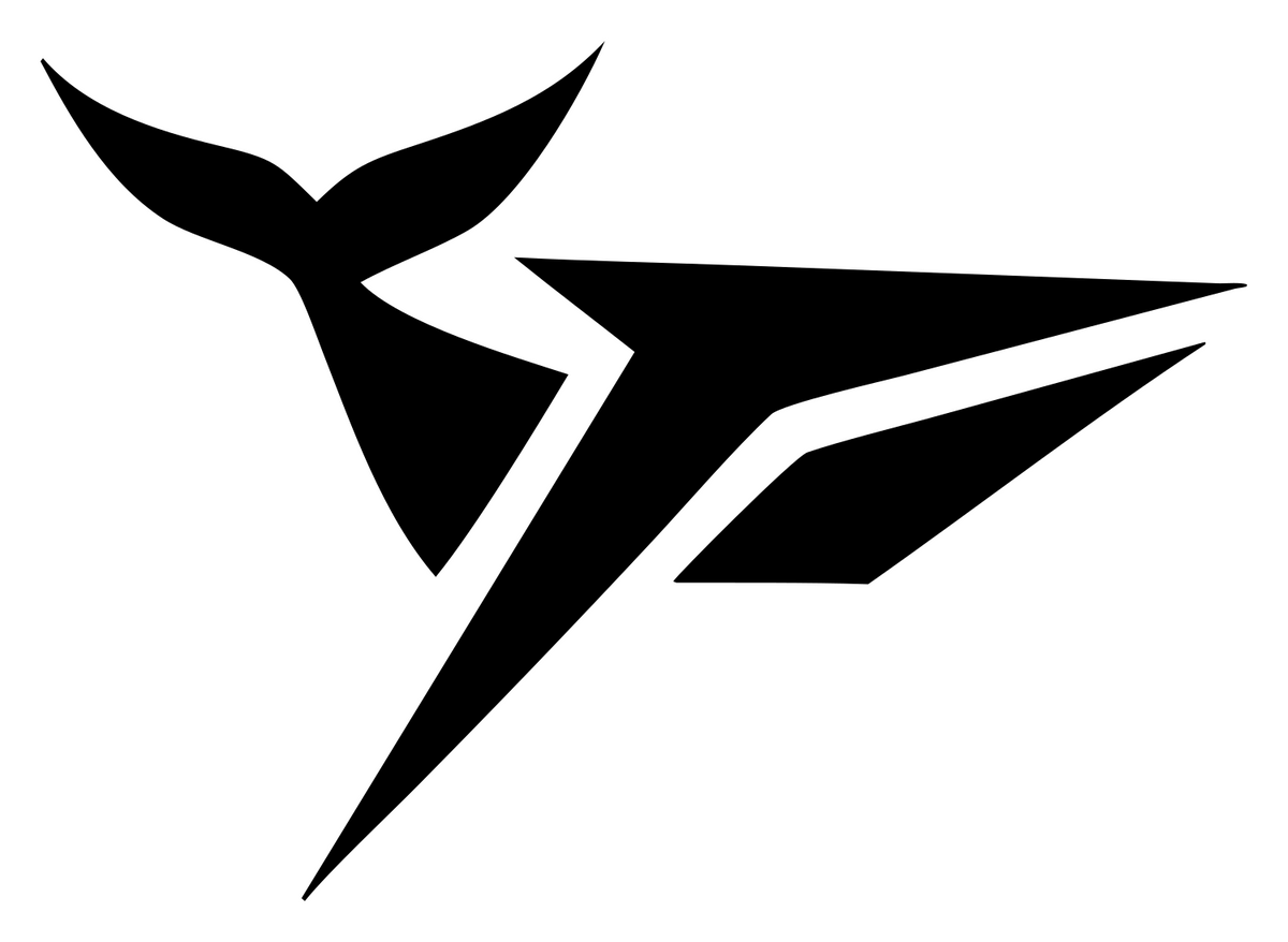 Sliced Futuristic Whale Dive Mark #ffffff/#000000