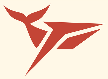 Sliced Futuristic Whale Dive Mark #fff8e7/#c44536