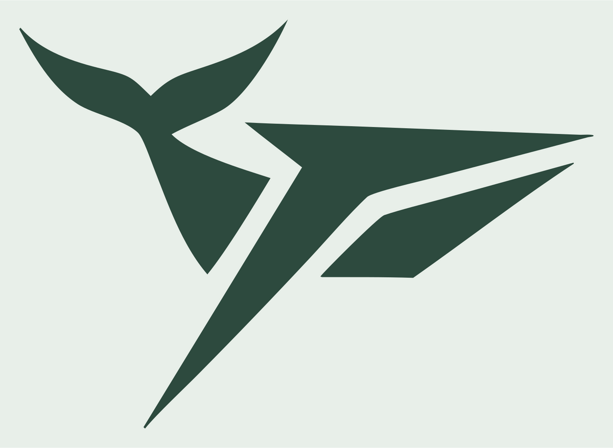 Sliced Futuristic Whale Dive Mark #e8efe9/#2d4a3e