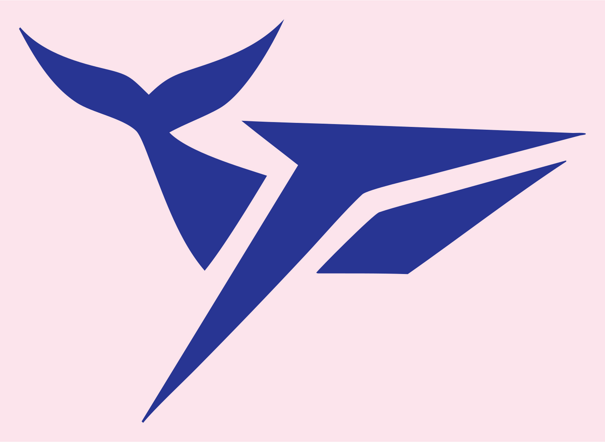 Sliced Futuristic Whale Dive Mark #fce4ec/#283593