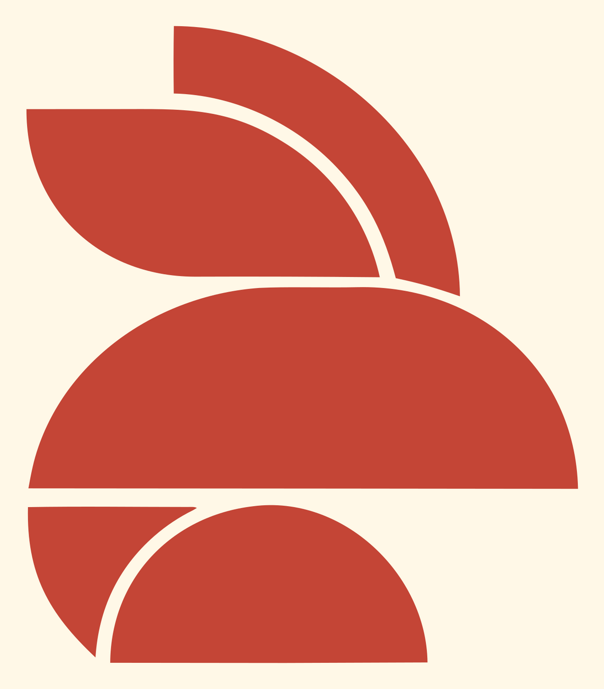 Stacked Rabbit Geometric Mark #fff8e7/#c44536