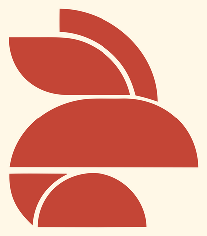 Stacked Rabbit Geometric Mark #fff8e7/#c44536