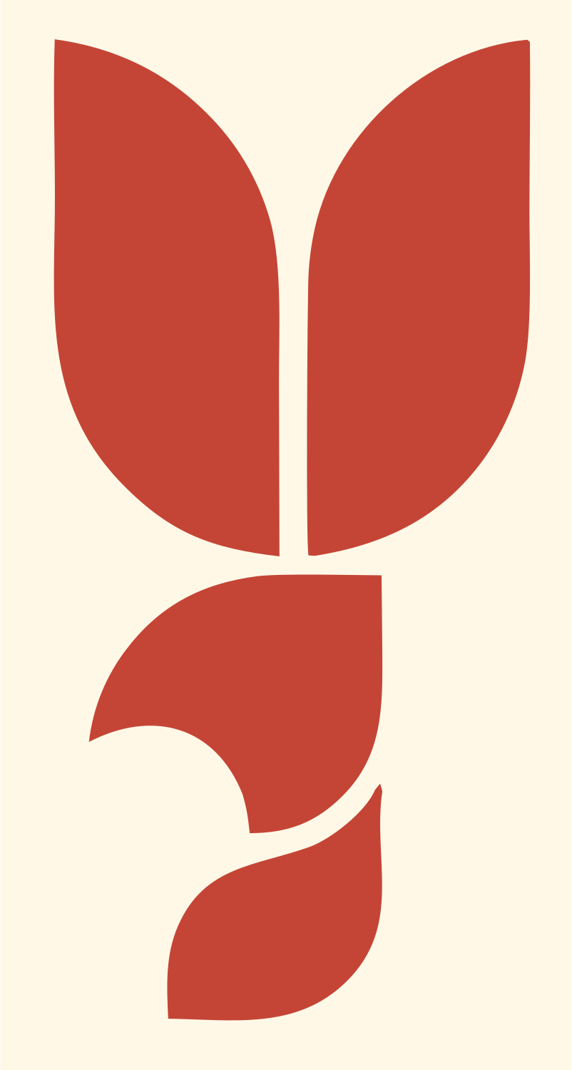 Bold Geometric Tulip Rabbit Body Icon #fff8e7/#c44536