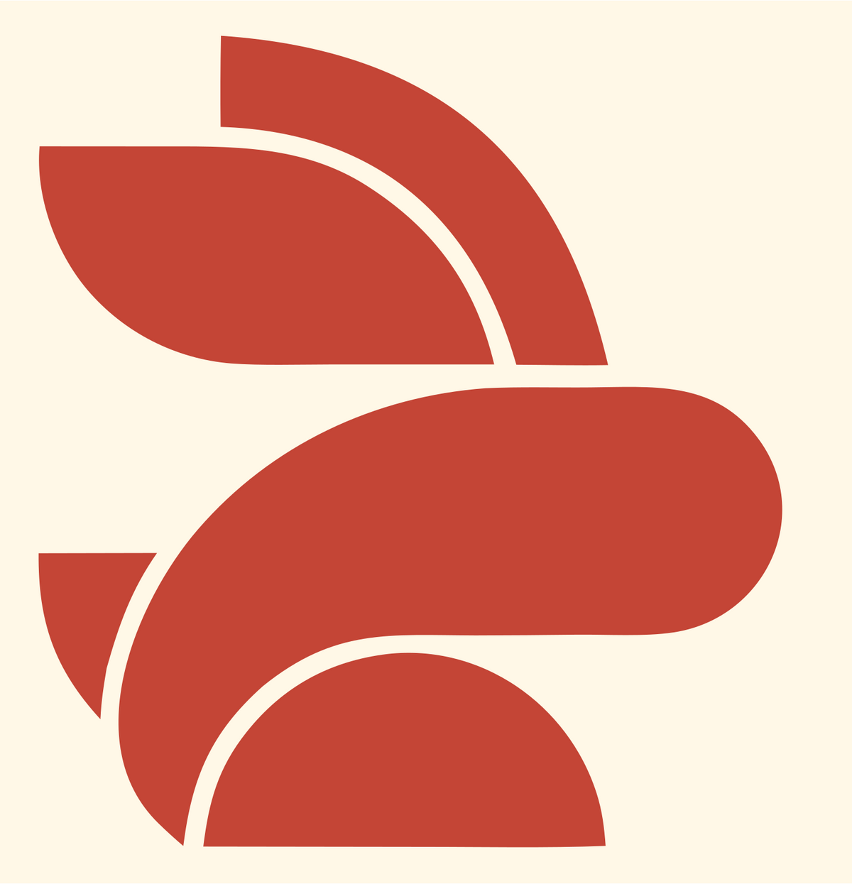 Bold Geometric Curved Rabbit Layers Badge #fff8e7/#c44536