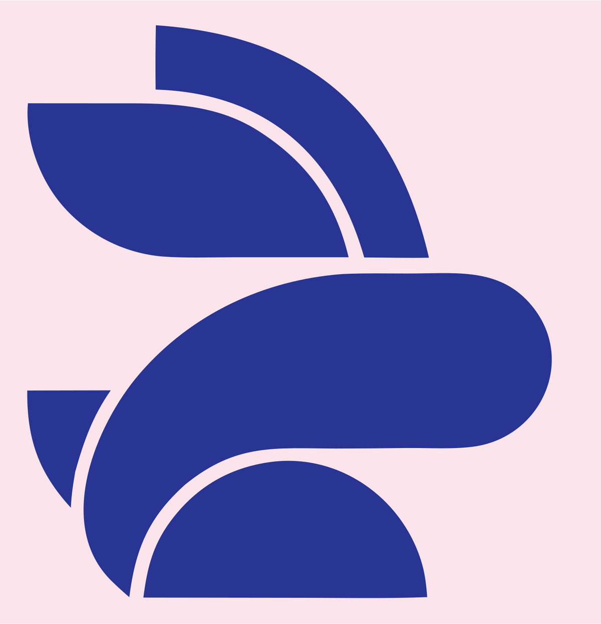 Bold Geometric Curved Rabbit Layers Badge #fce4ec/#283593