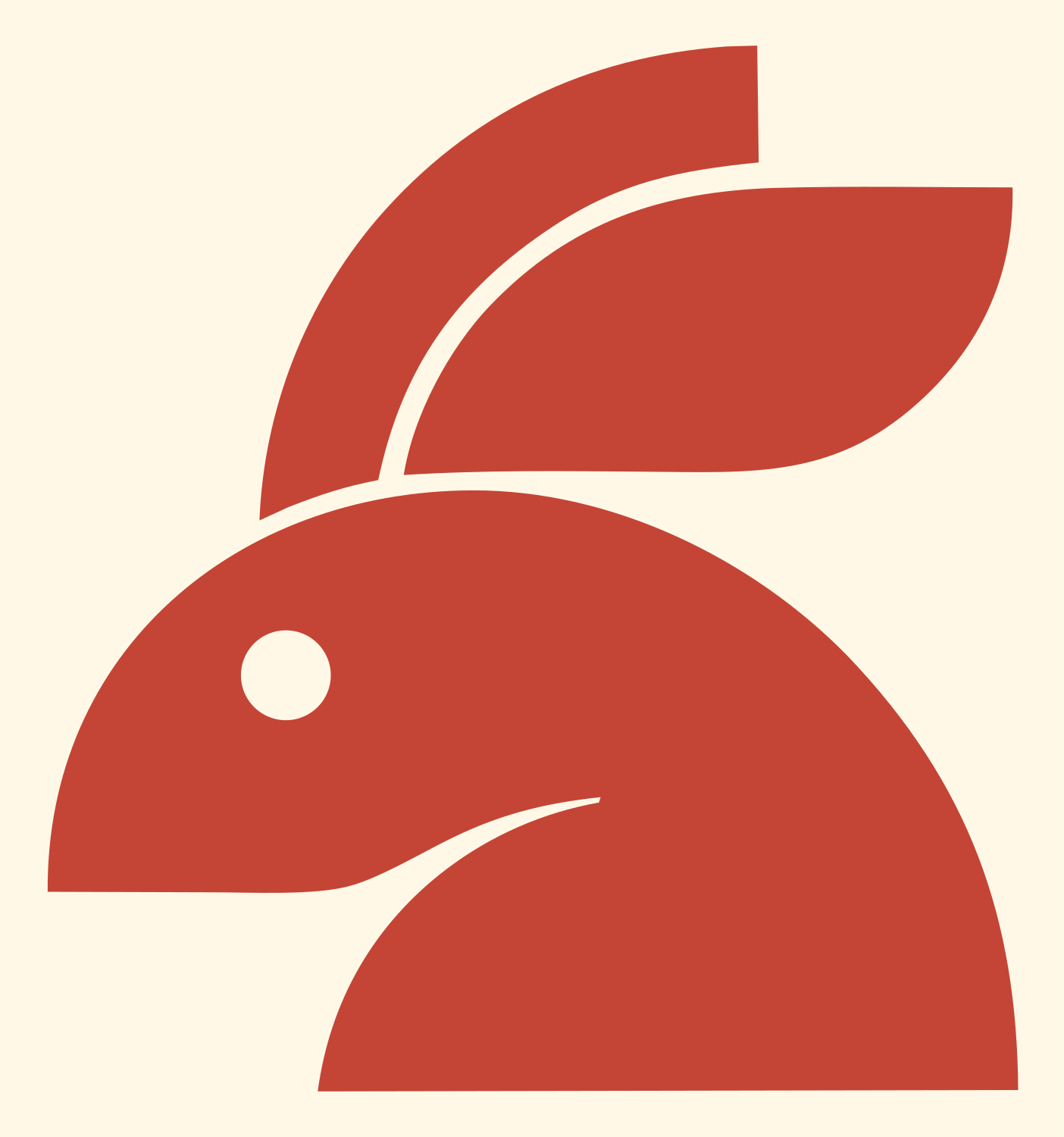 Geometric Rabbit Side Profile Mark #fff8e7/#c44536