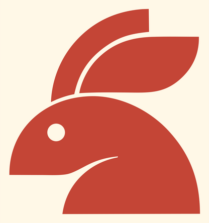 Geometric Rabbit Side Profile Mark #fff8e7/#c44536