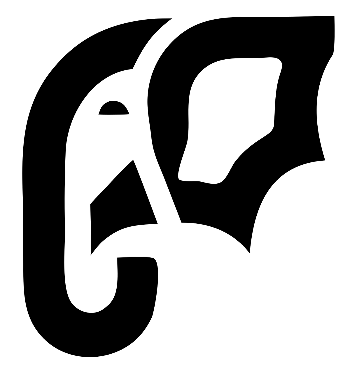 Bold Elephant Trunk Logo #ffffff/#000000