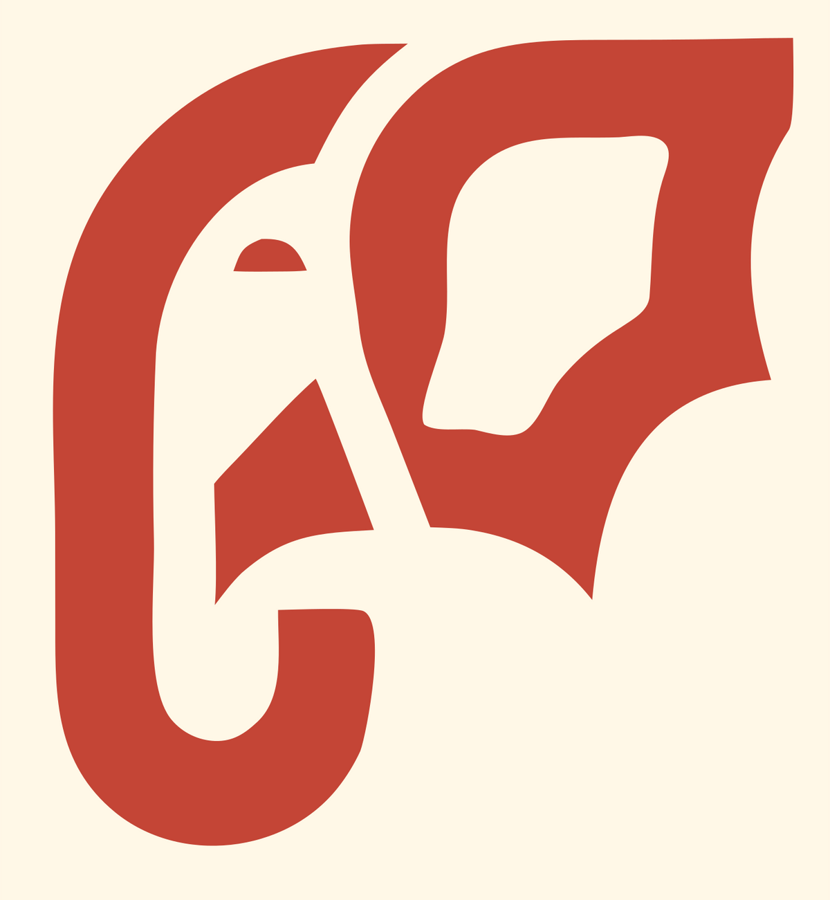 Bold Elephant Trunk Logo #fff8e7/#c44536