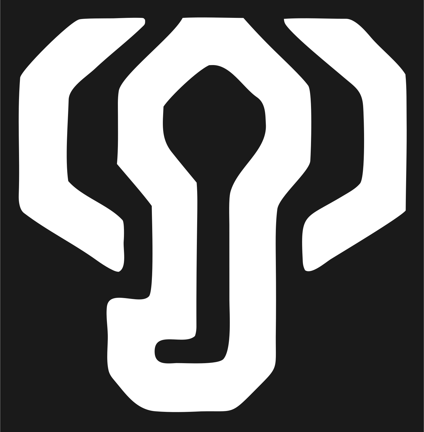 Sci-Fi Elephant Head Circuit Board Mark #1a1a1a/#ffffff