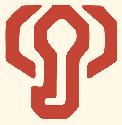 Sci-Fi Elephant Head Circuit Board Mark #fff8e7/#c44536