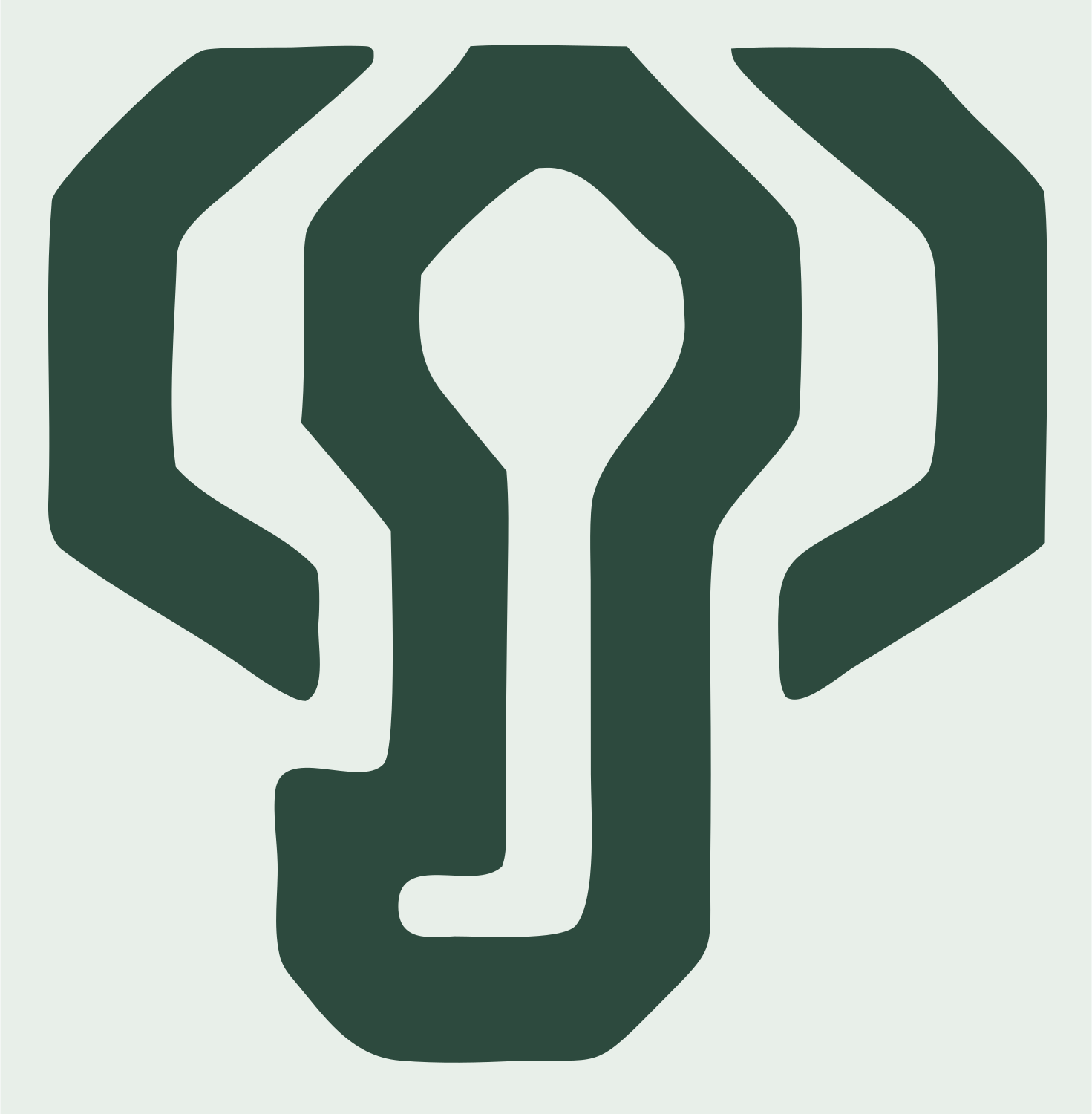 Sci-Fi Elephant Head Circuit Board Mark #e8efe9/#2d4a3e