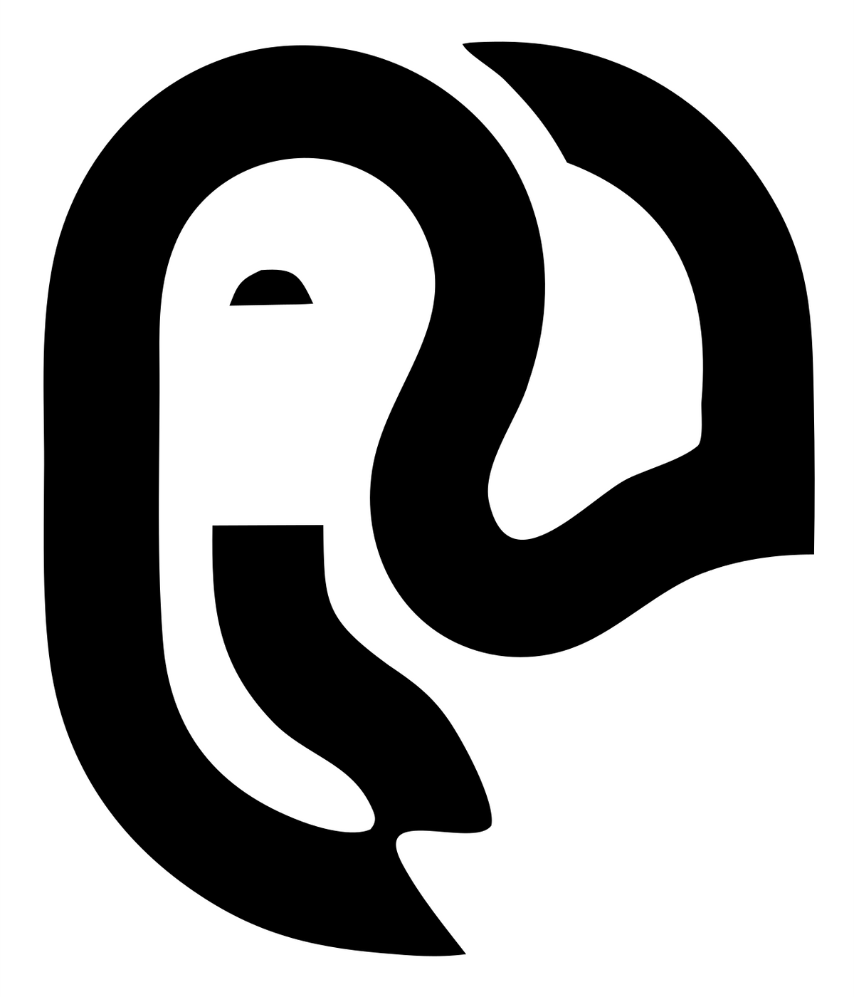 Curled Trunk Elephant Profile Badge #ffffff/#000000