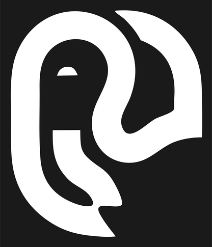 Curled Trunk Elephant Profile Badge #1a1a1a/#ffffff