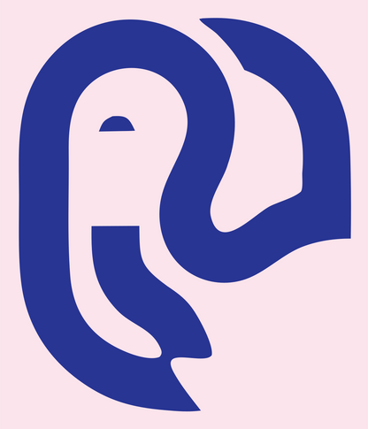 Curled Trunk Elephant Profile Badge #fce4ec/#283593
