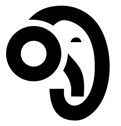Monoline Curled Trunk Elephant Eye Mark #ffffff/#000000
