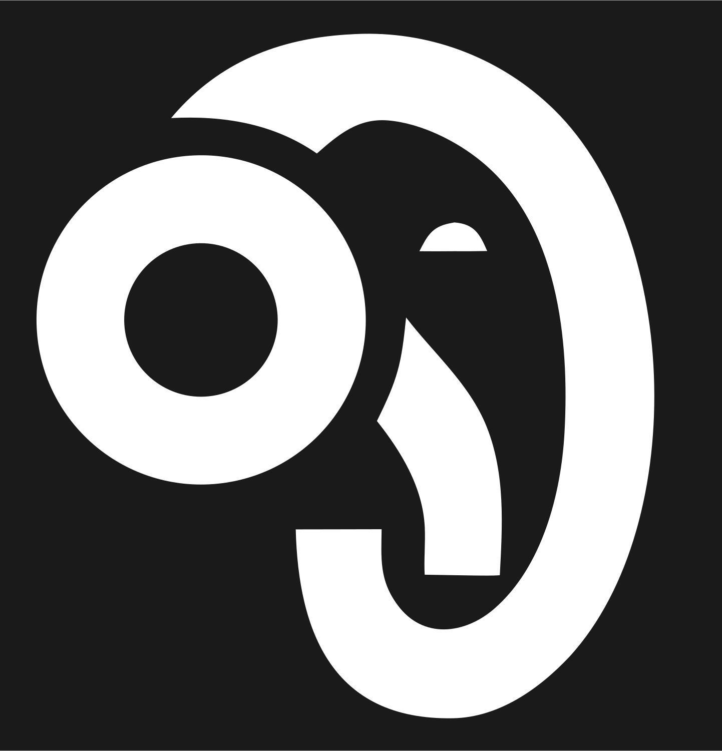 Monoline Curled Trunk Elephant Eye Mark #1a1a1a/#ffffff