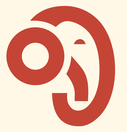 Monoline Curled Trunk Elephant Eye Mark #fff8e7/#c44536