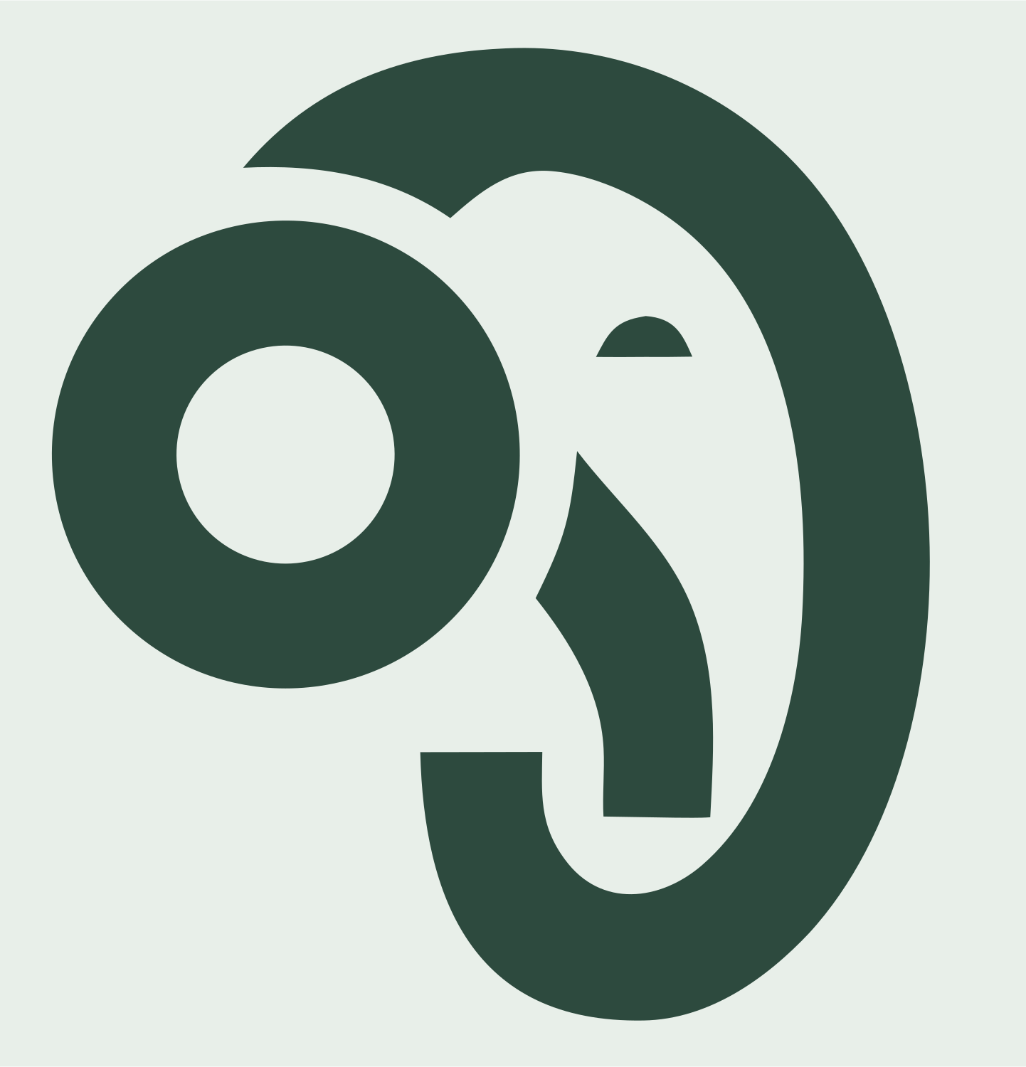 Monoline Curled Trunk Elephant Eye Mark #e8efe9/#2d4a3e