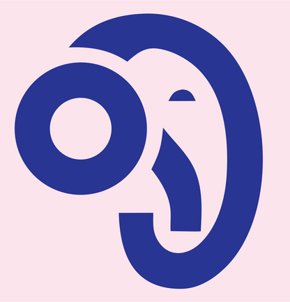 Monoline Curled Trunk Elephant Eye Mark #fce4ec/#283593