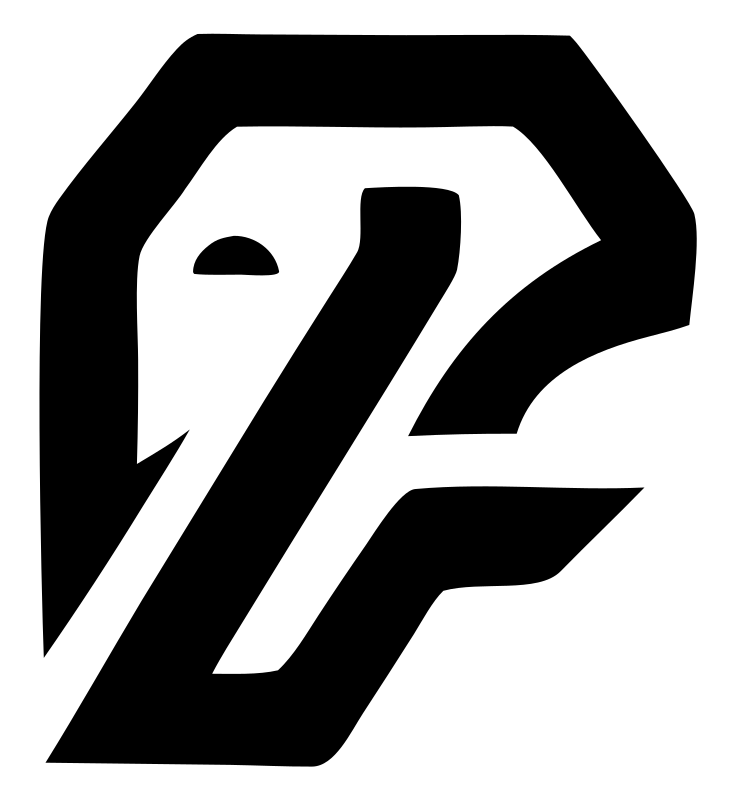 Bold Letterform Elephant Hidden Face Emblem