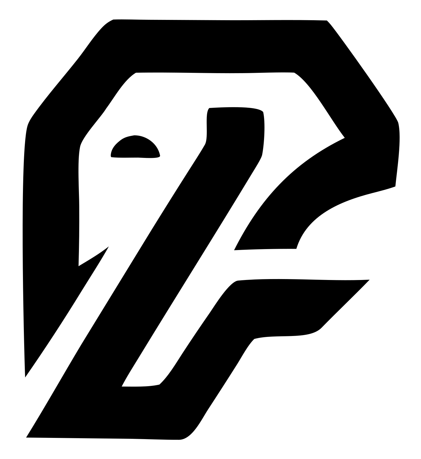 Bold Letterform Elephant Hidden Face Emblem #ffffff/#000000