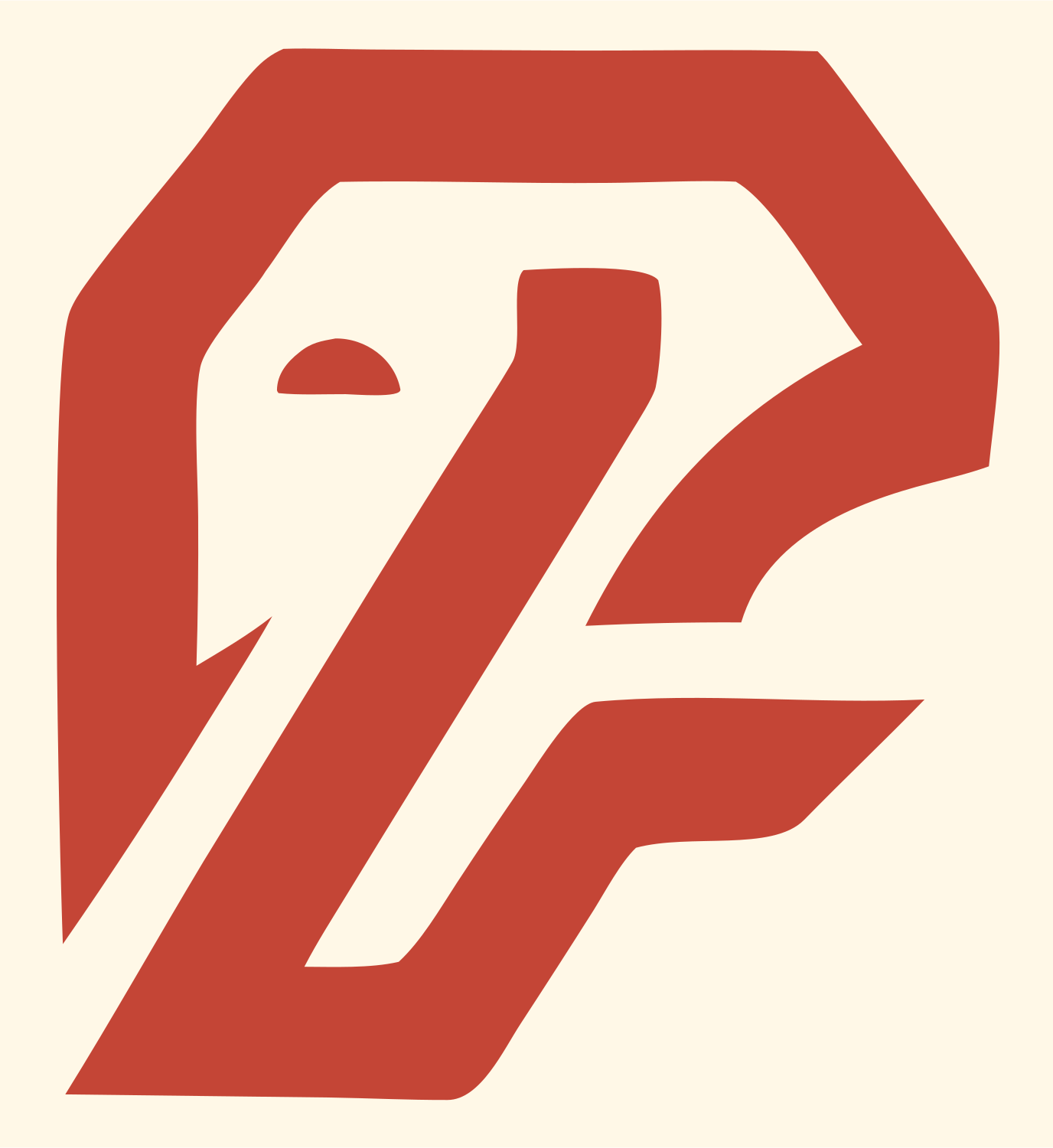 Bold Letterform Elephant Hidden Face Emblem #fff8e7/#c44536