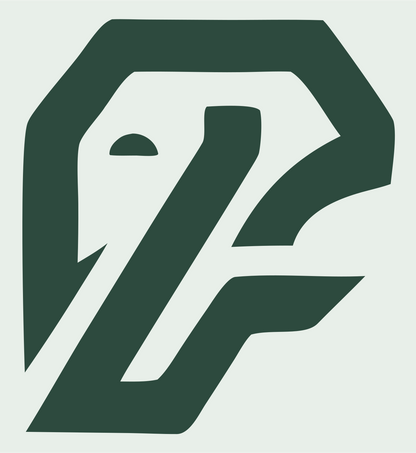 Bold Letterform Elephant Hidden Face Emblem #e8efe9/#2d4a3e