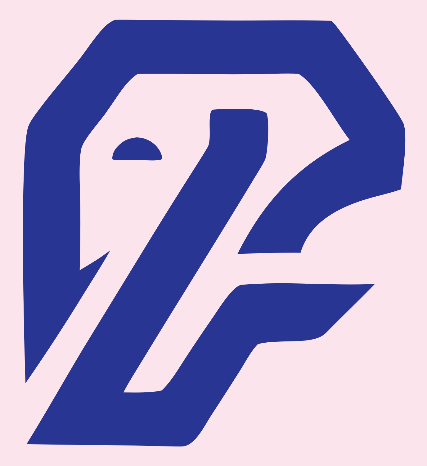 Bold Letterform Elephant Hidden Face Emblem #fce4ec/#283593