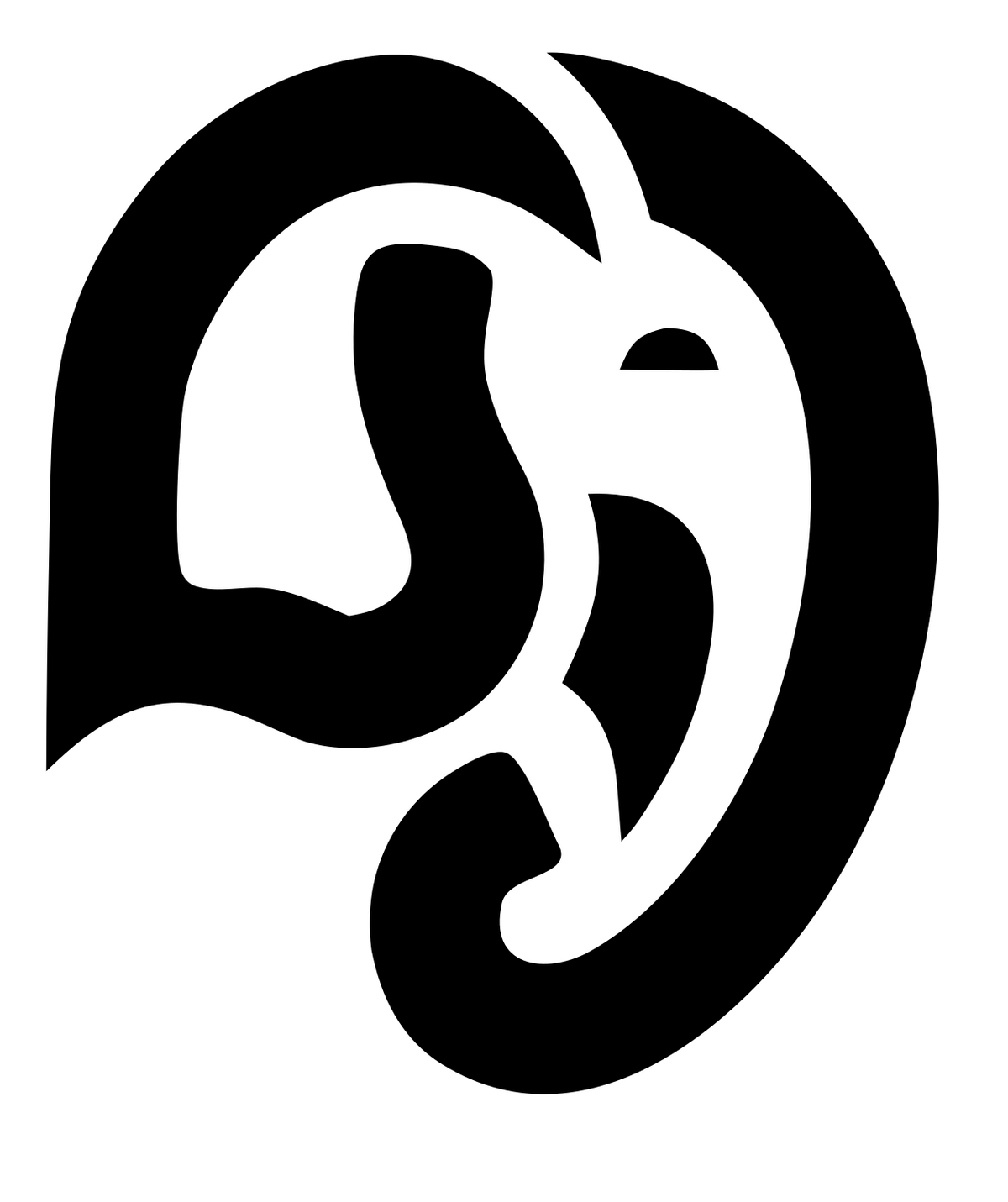 Bold Negative Space Elephant Ear Profile Mark #ffffff/#000000