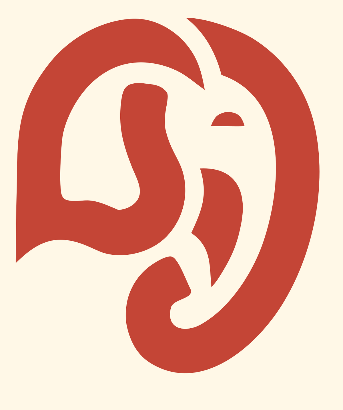 Bold Negative Space Elephant Ear Profile Mark #fff8e7/#c44536