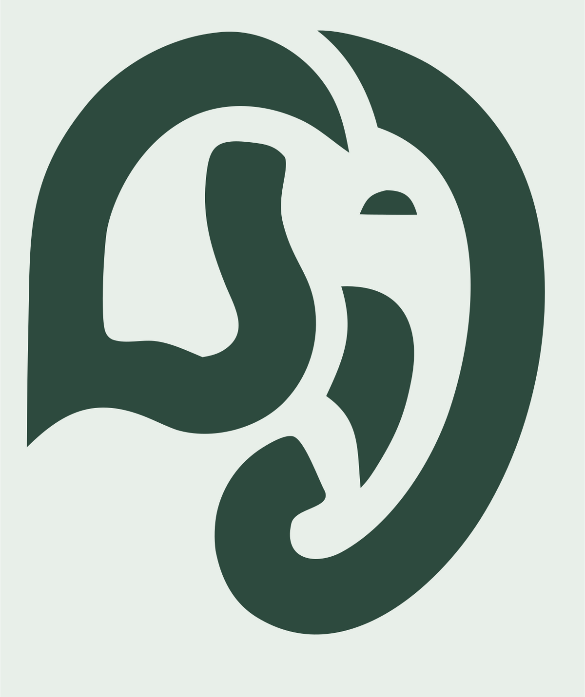 Bold Negative Space Elephant Ear Profile Mark #e8efe9/#2d4a3e