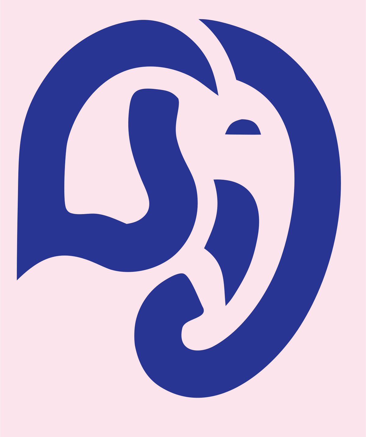 Bold Negative Space Elephant Ear Profile Mark #fce4ec/#283593
