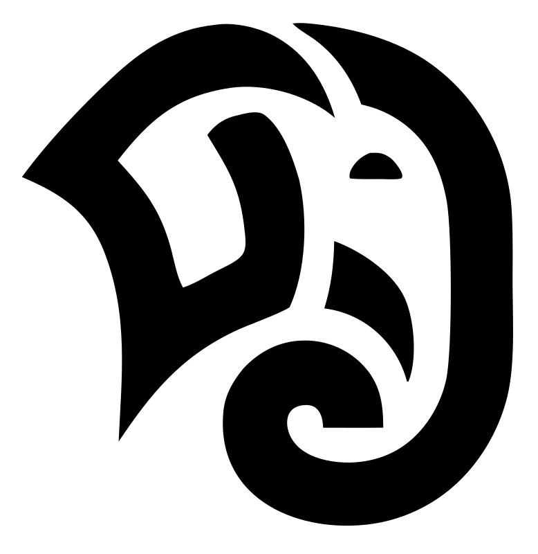 Tribal Spiral Elephant Head Profile Crest