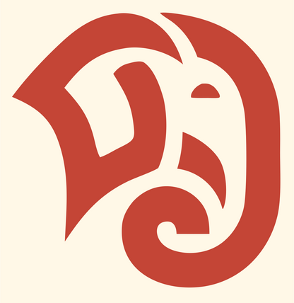 Tribal Spiral Elephant Head Profile Crest #fff8e7/#c44536