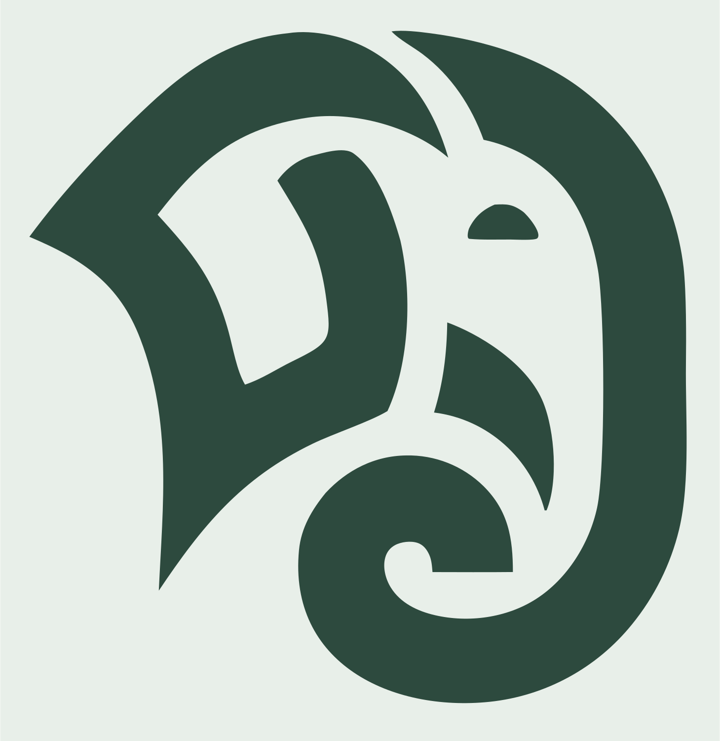 Tribal Spiral Elephant Head Profile Crest #e8efe9/#2d4a3e