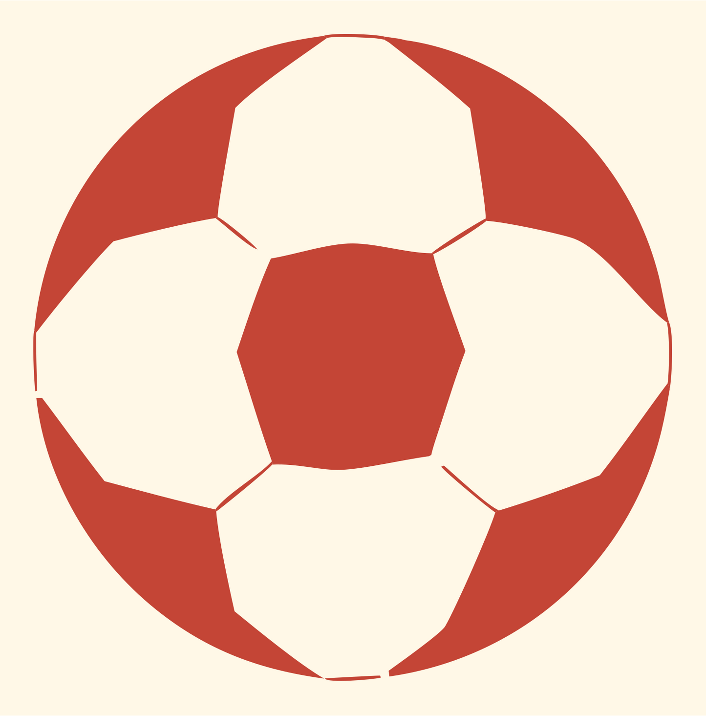 Negative Space Classic Soccer Ball Mark #fff8e7/#c44536