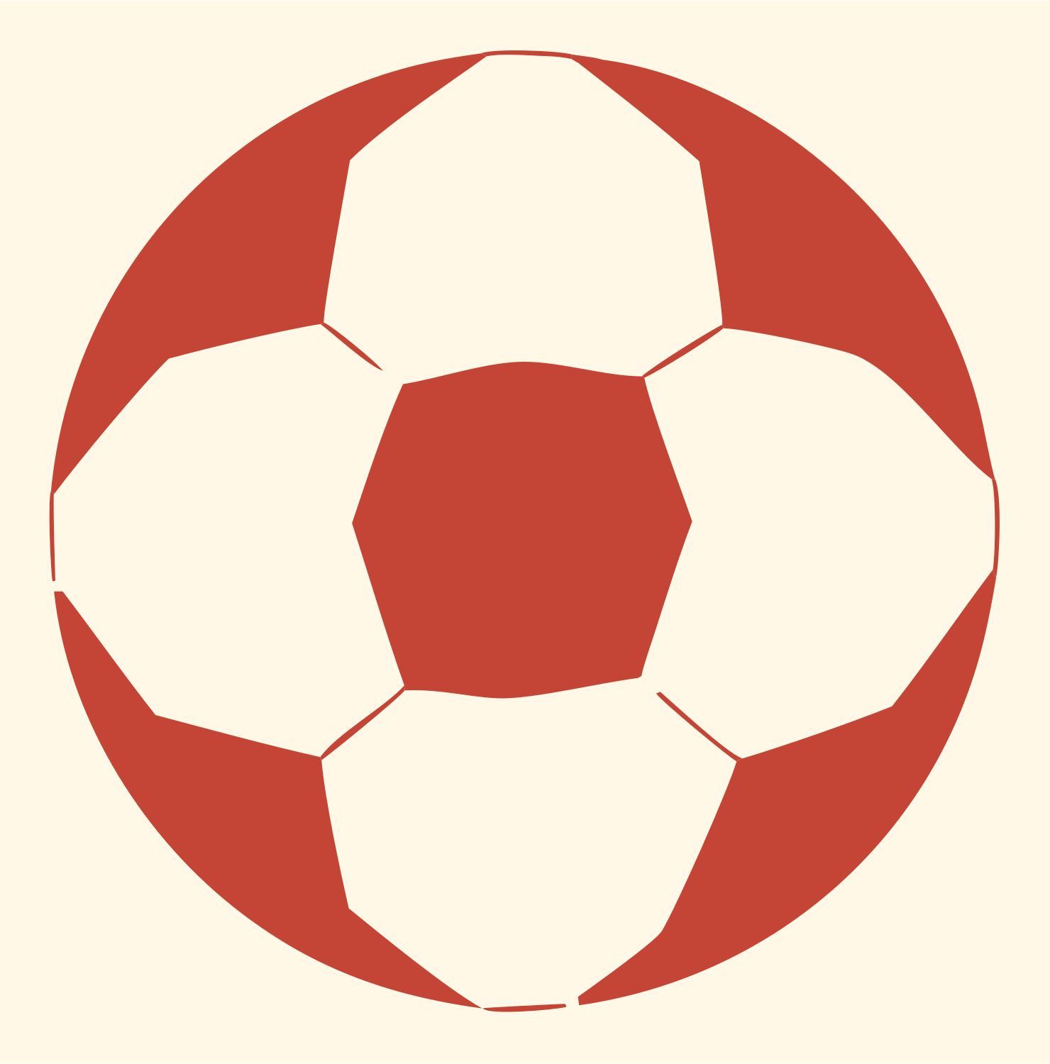 Negative Space Classic Soccer Ball Mark #fff8e7/#c44536