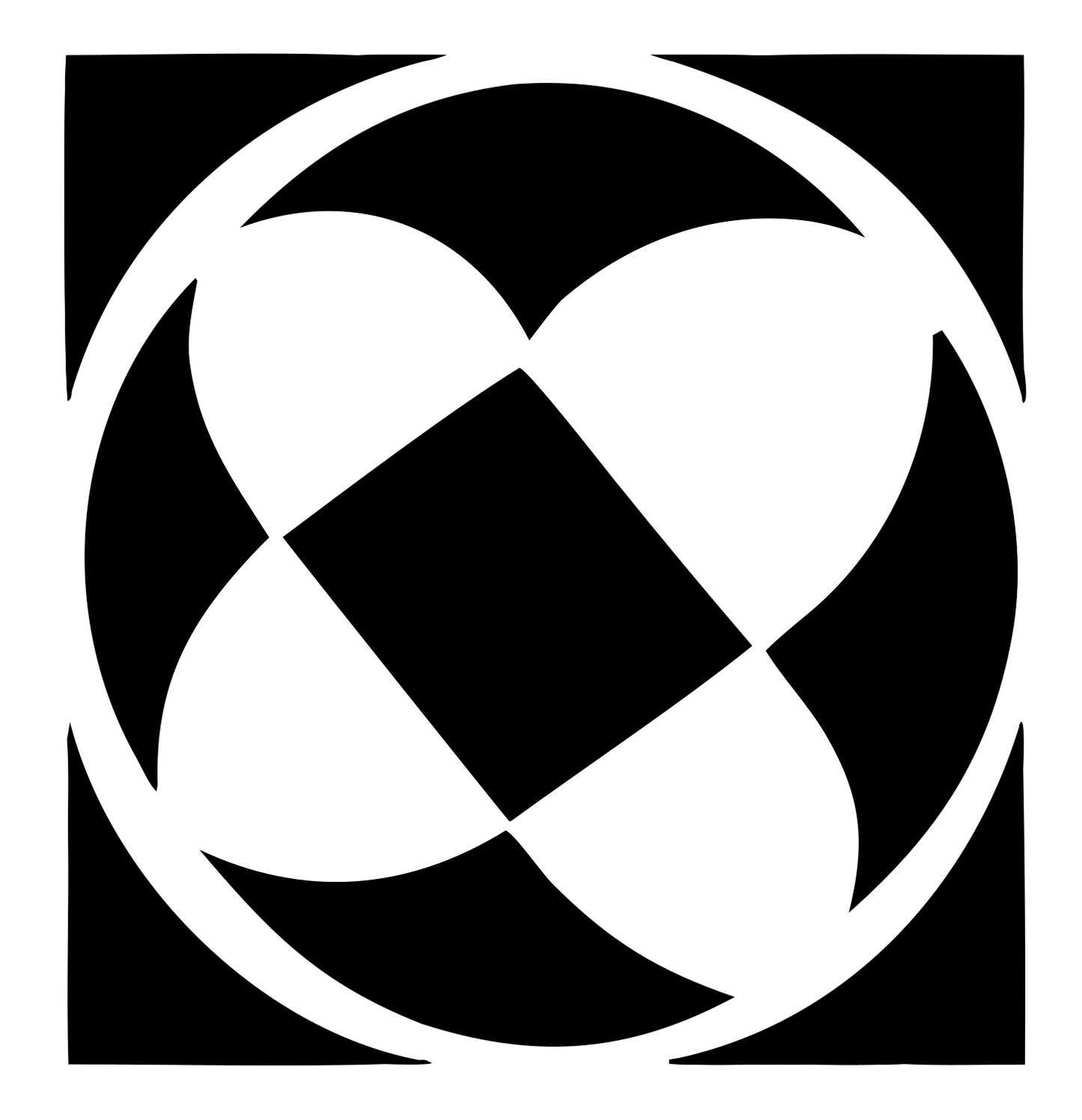 Negative Space Rotating Pinwheel Soccer Ball Icon #ffffff/#000000