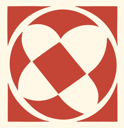 Negative Space Rotating Pinwheel Soccer Ball Icon #fff8e7/#c44536