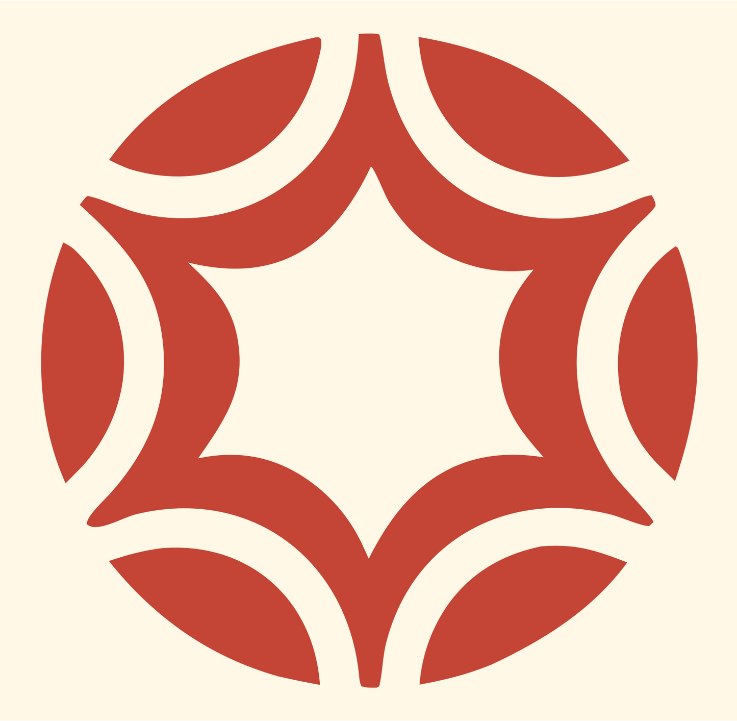 Negative Space Petal Star Soccer Ball Icon #fff8e7/#c44536
