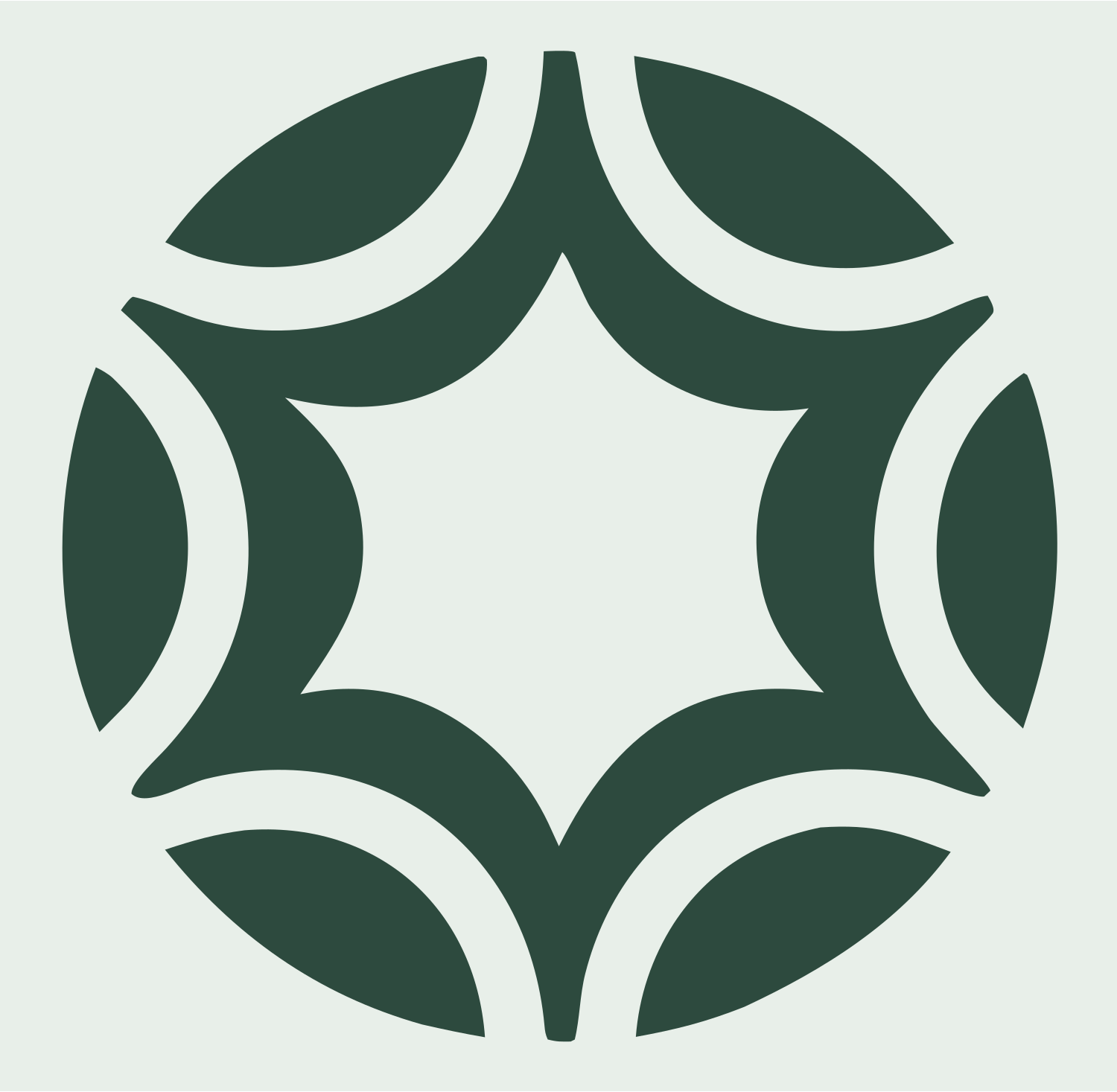 Negative Space Petal Star Soccer Ball Icon #e8efe9/#2d4a3e