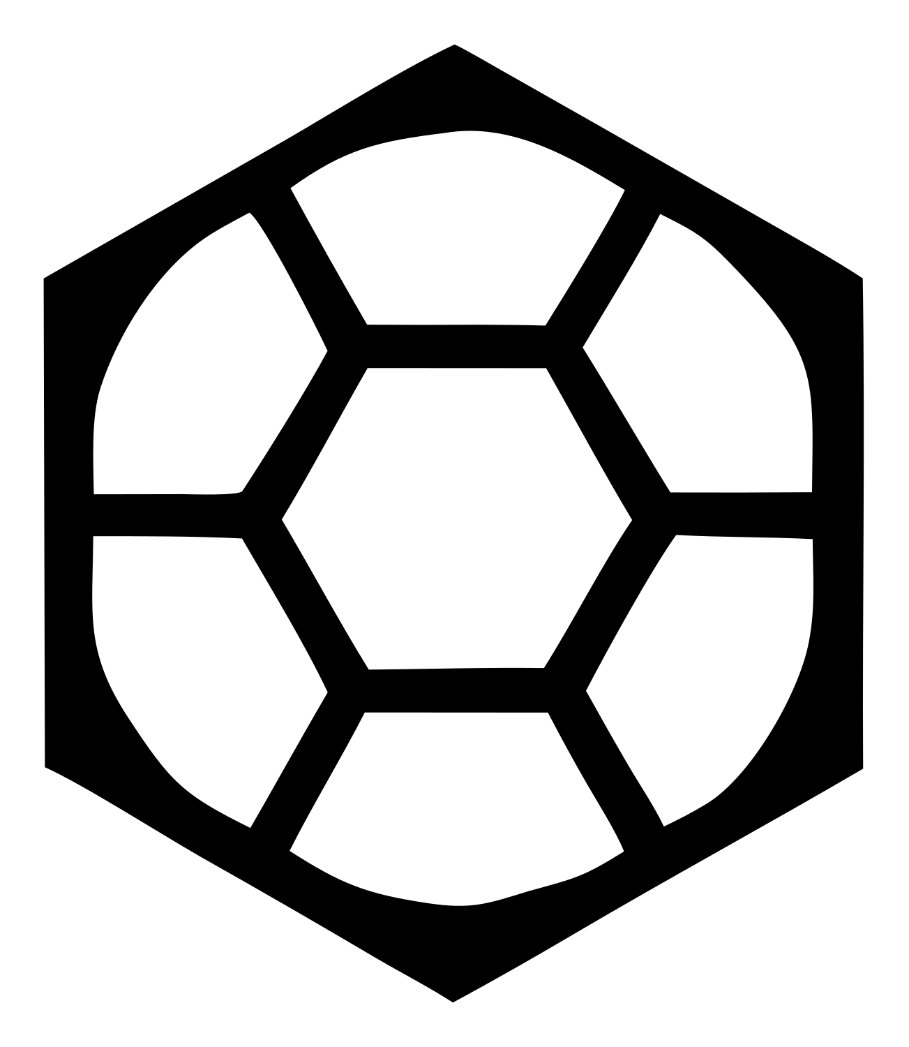 Hexagon Framed Negative Space Soccer Ball Crest #ffffff/#000000