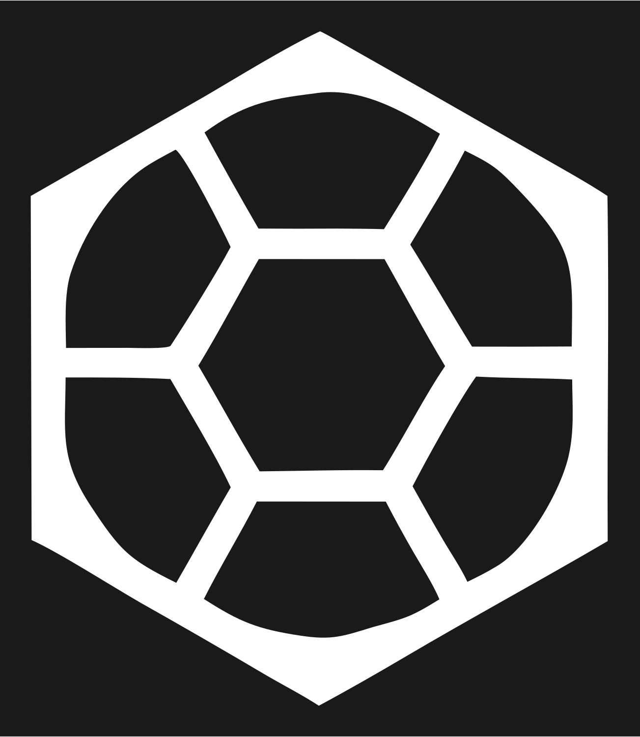 Hexagon Framed Negative Space Soccer Ball Crest #1a1a1a/#ffffff