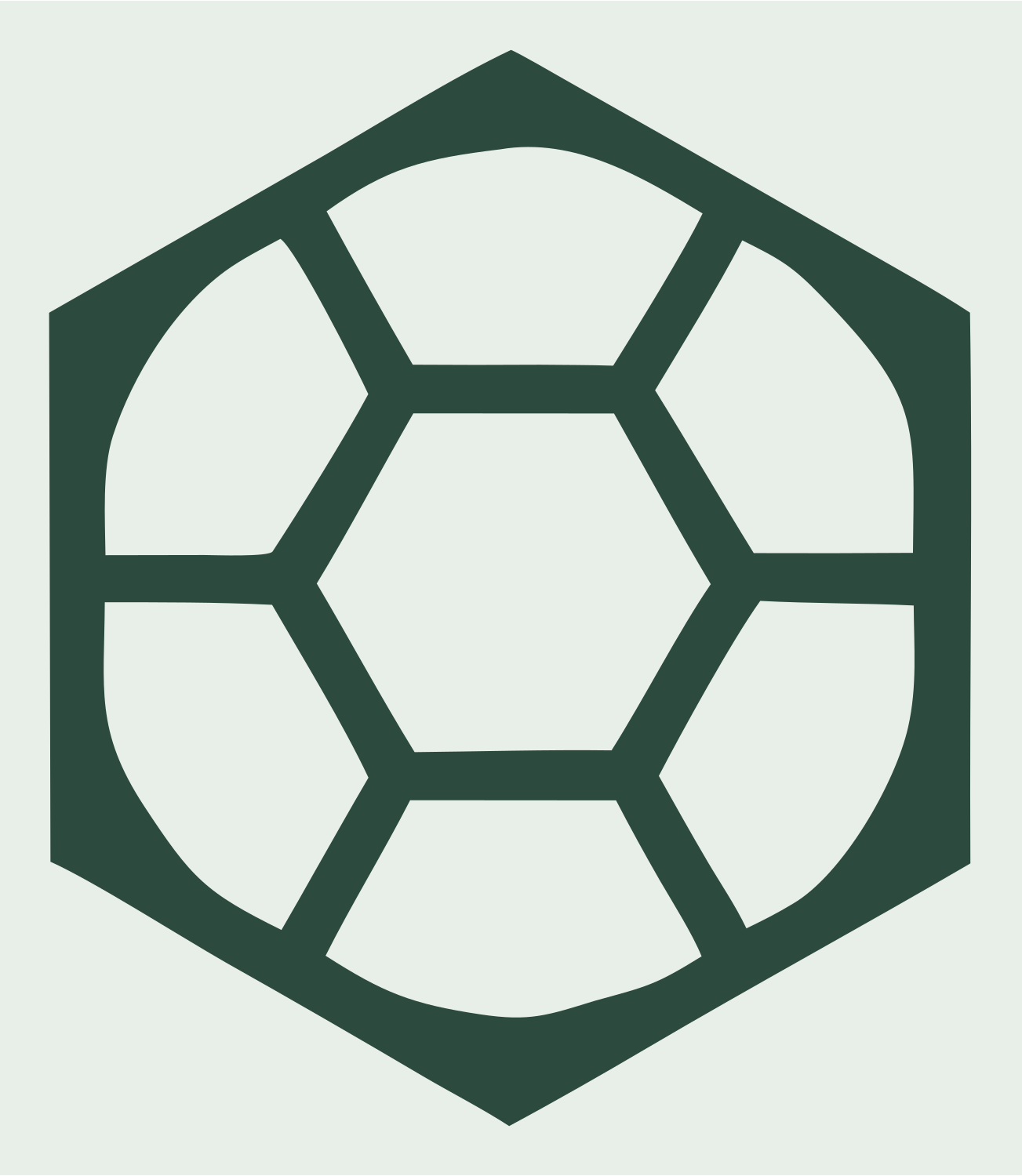 Hexagon Framed Negative Space Soccer Ball Crest #e8efe9/#2d4a3e