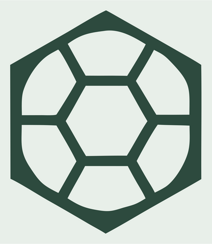Hexagon Framed Negative Space Soccer Ball Crest #e8efe9/#2d4a3e