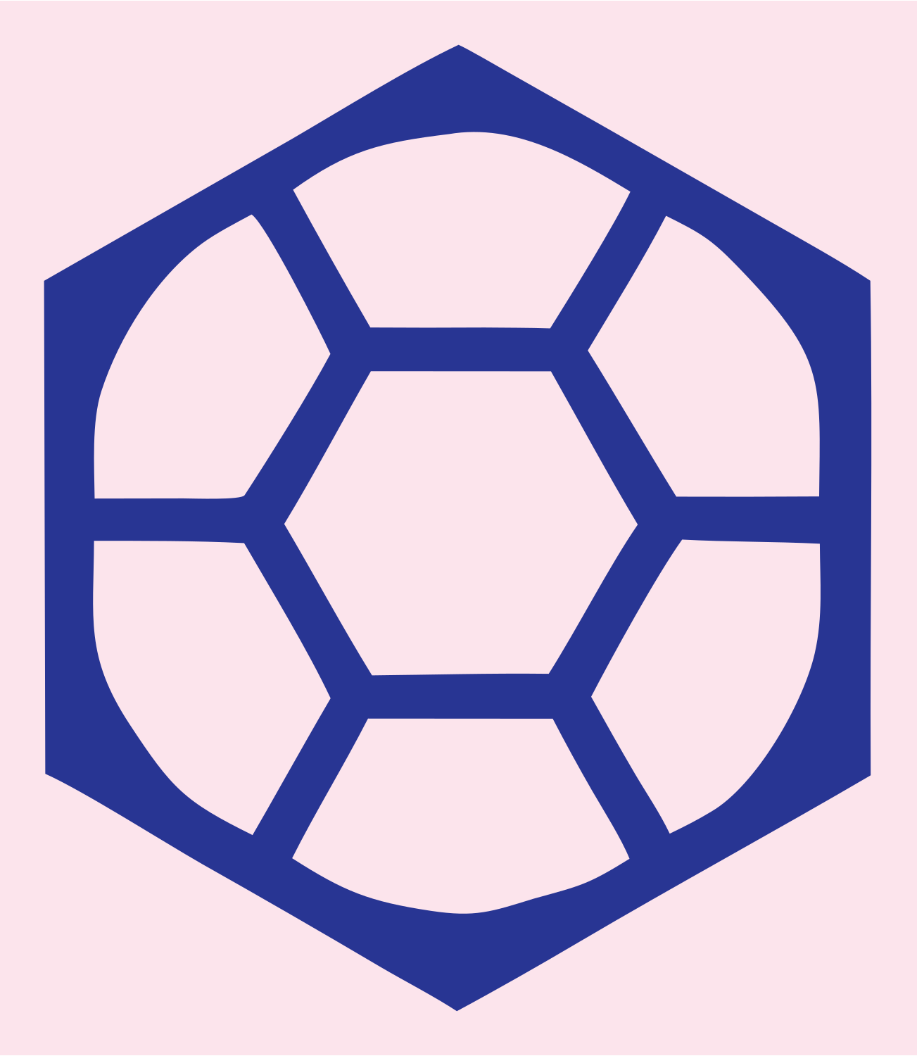 Hexagon Framed Negative Space Soccer Ball Crest #fce4ec/#283593