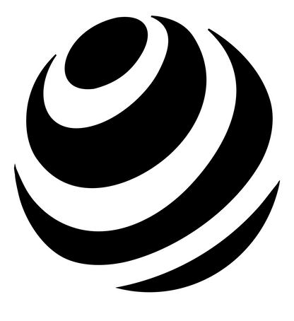 Negative Space Curved Stripe Globe Mark #ffffff/#000000