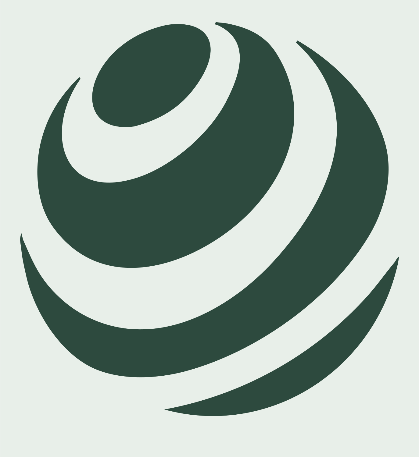 Negative Space Curved Stripe Globe Mark #e8efe9/#2d4a3e